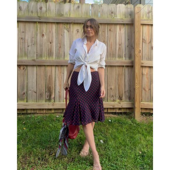 Vintage Red Dot Flare Midi Skirt - Picture 4 of 9